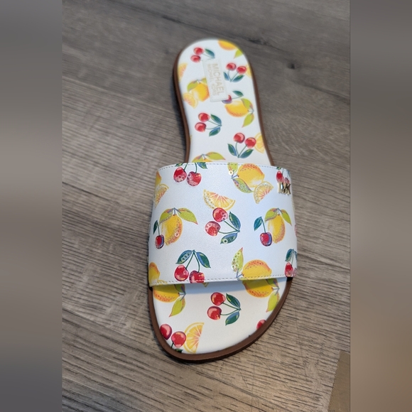 Michael Kors Shoes - Michael Kors White Sandals with Fruit Print
